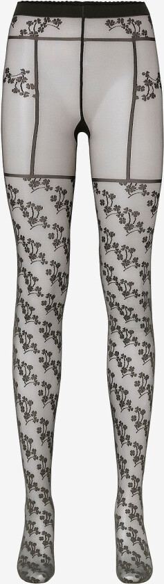 Strømpebukse Floral Suspender Tights 20 den - Svart