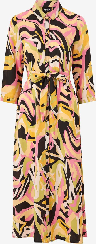 Skjortekjole pcBarry April 3/4 Midi Dress - Gul