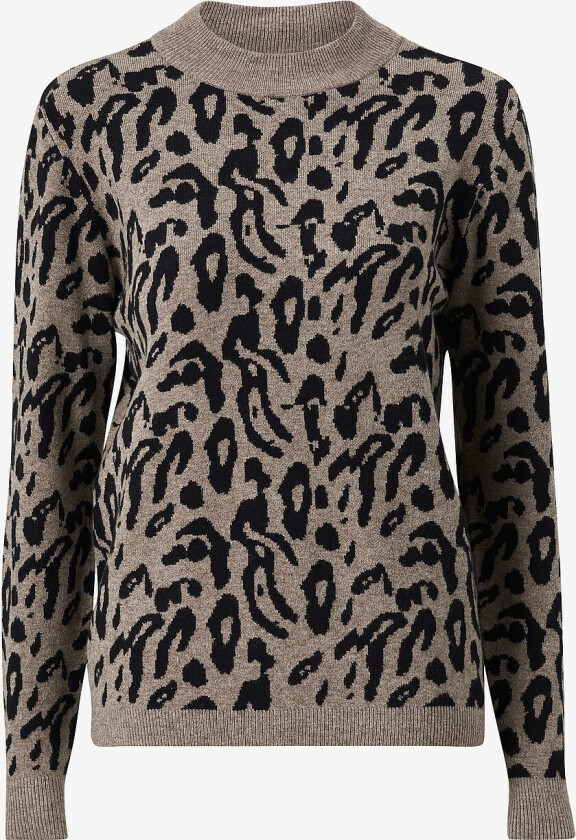 Genser objRay L/S Knit Pullover Aop - Brun