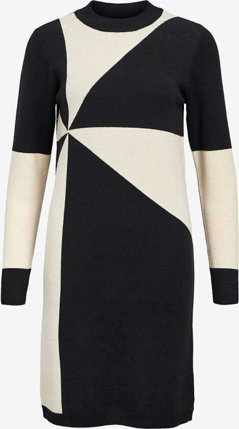 Kjole objRay L/S Knit Drss Aop - Svart