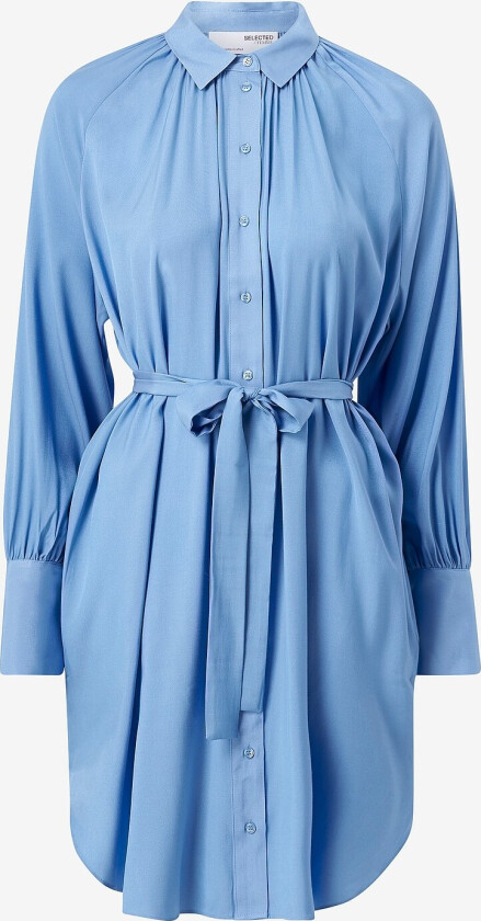 Skjortekjole slfAlfa LS Short Shirt Dress - Blå