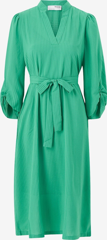 Kjole slfInna-Sara 7/8 V-neck Midi Dress - Grønn