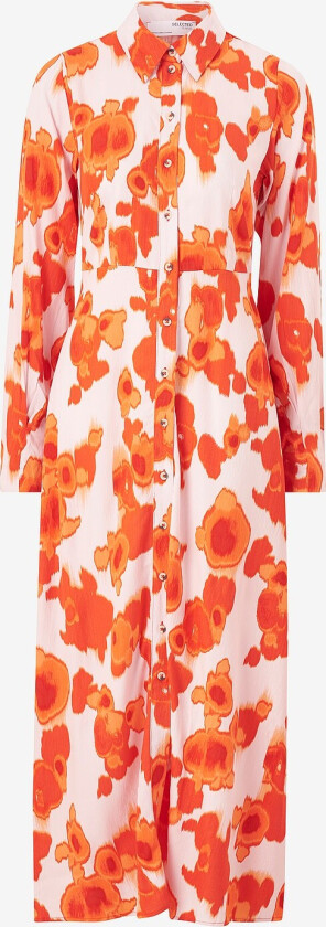 Maxikjole slfNicolette LS Ankle Shirt Dress - Orange