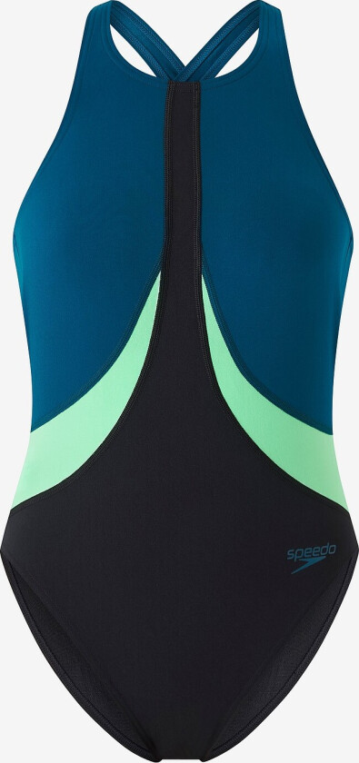 Badedrakt Womens Colourblock Highneck Crossback - Svart