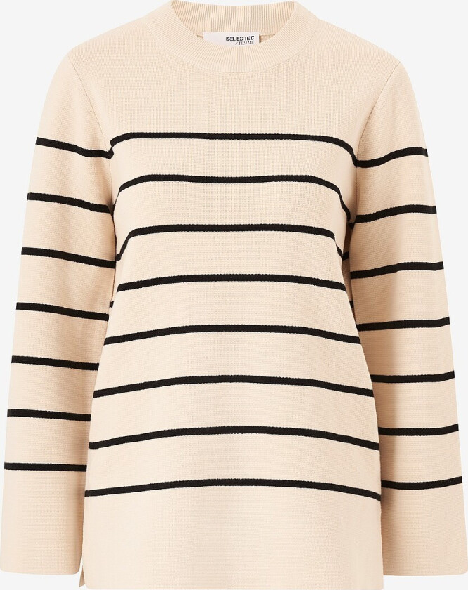 Genser slfLiva LS Long Knit O-neck - Beige