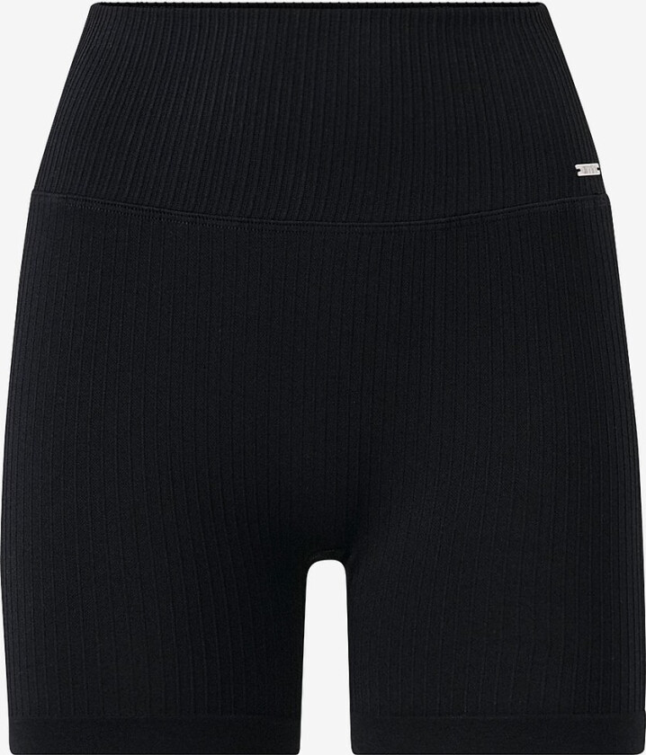 Sykkelshorts Black Ribbed Seamless Midi Biker Shorts - Svart