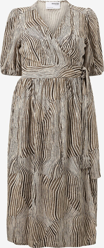 Omslagskjole slfEvita 2/4 Aop Midi Wrap Dress - Svart