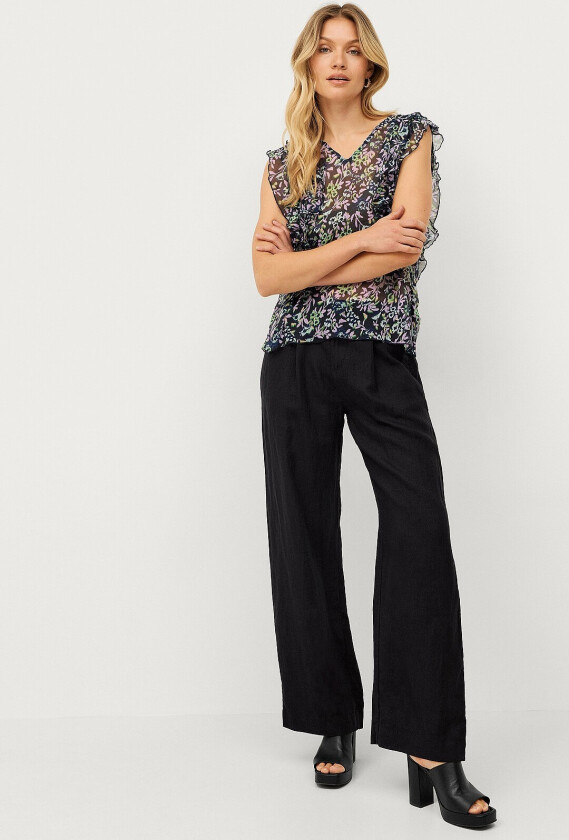 Bukser Denise Linen Trousers - Svart