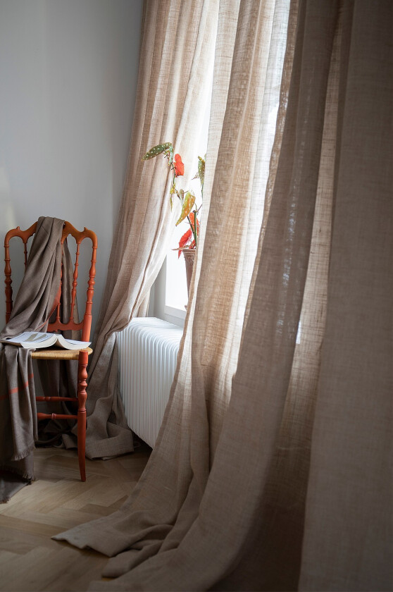 Bilde av Gardin Ellie halvlin på dobbel bredde - Rosa