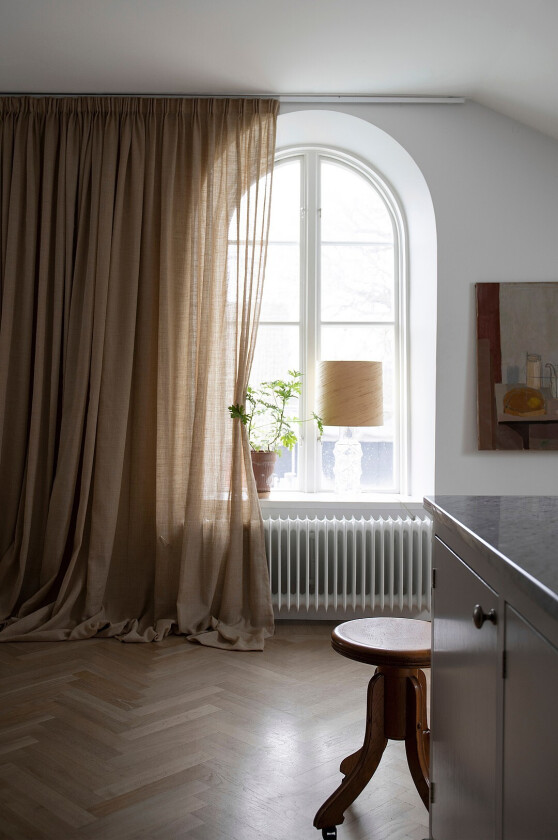 Bilde av Gardin Ellie halvlin på dobbel bredde - Beige