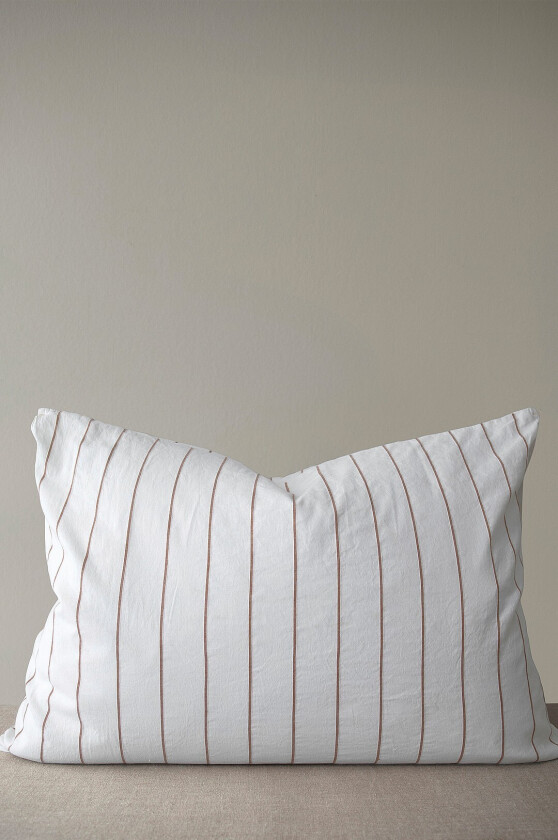 Putetrekk Stripe No.3 70x90 cm hamp/bomull - Hvit