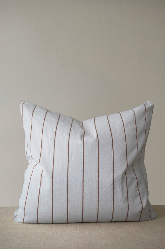 Putetrekk Stripe No.3 65x65 cm hamp/bomull - Hvit