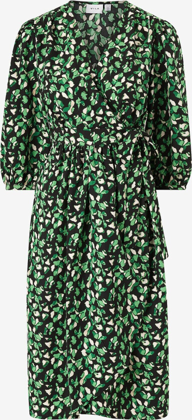 Omslagskjole viMeda Bei V-neck 3/4Mid Calf Dress - Svart