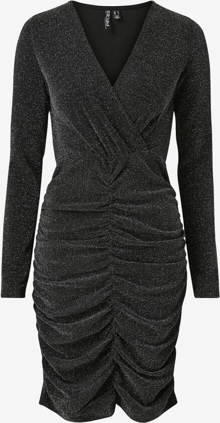 Kjole pcLina LS V-neck Rouching Short Dress - Svart