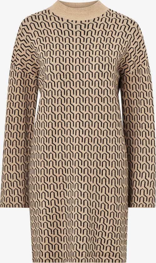 Kjole vmGoldneedle Art LS Short Highneck - Beige