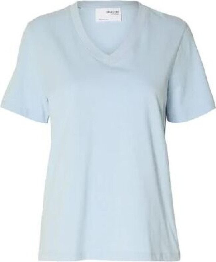 Essential Ss V-Neck Tee - Cashmere Blue M