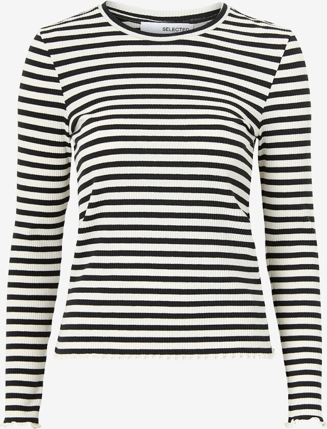 Topp slfAnna LS Crew Neck Tee Str - Svart
