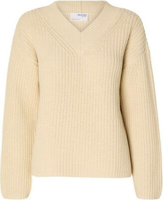 Selma Ls Knit V-Neck - Birch S