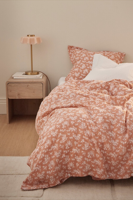 Sengesett Candela Flower i musselin, 2 deler - Rosa