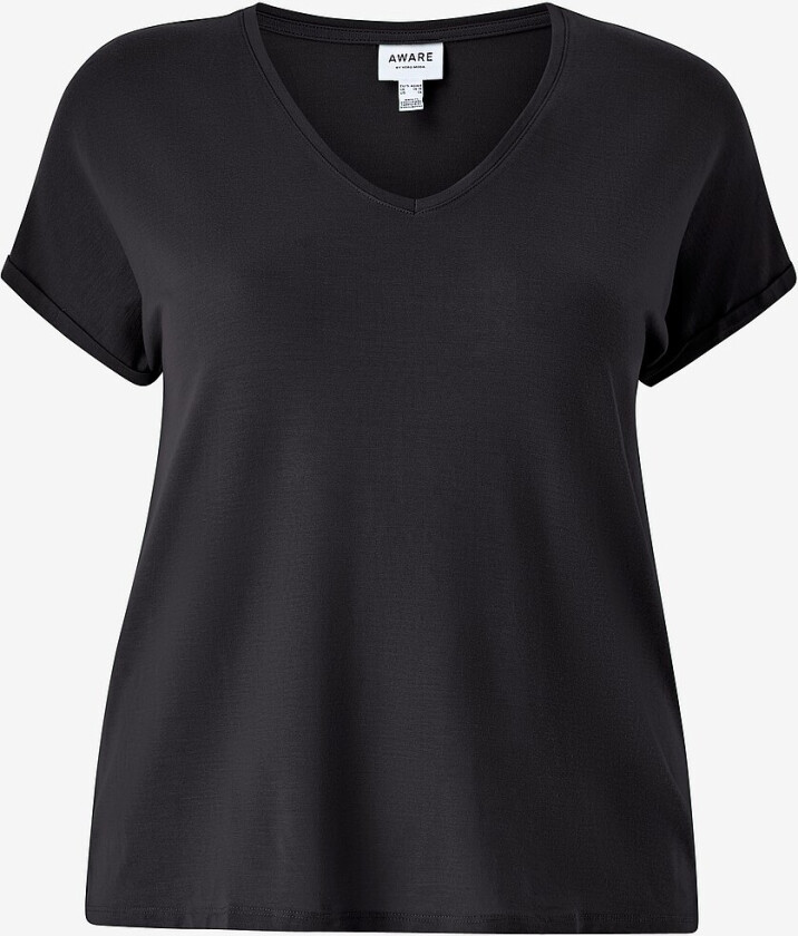 Topp vmAya SS V-neck Tee Curve - Svart