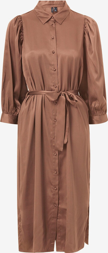 Skjortekjole vmEssi 3/4 Calf Shirt Dress Wvn - Brun