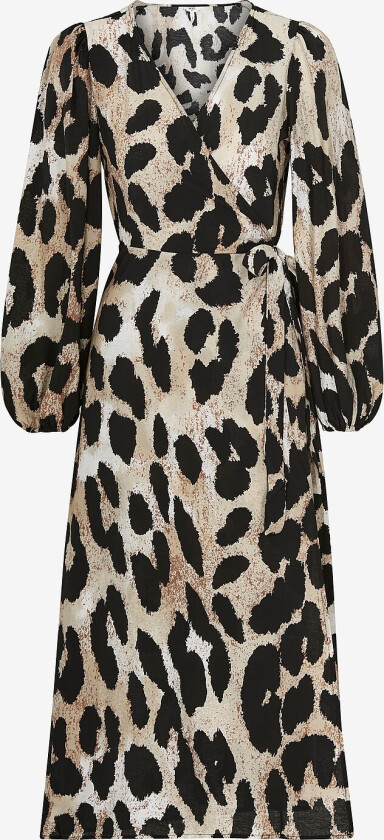 Omslagskjole objLeonora L/S Wrap Midi Dress - Brun