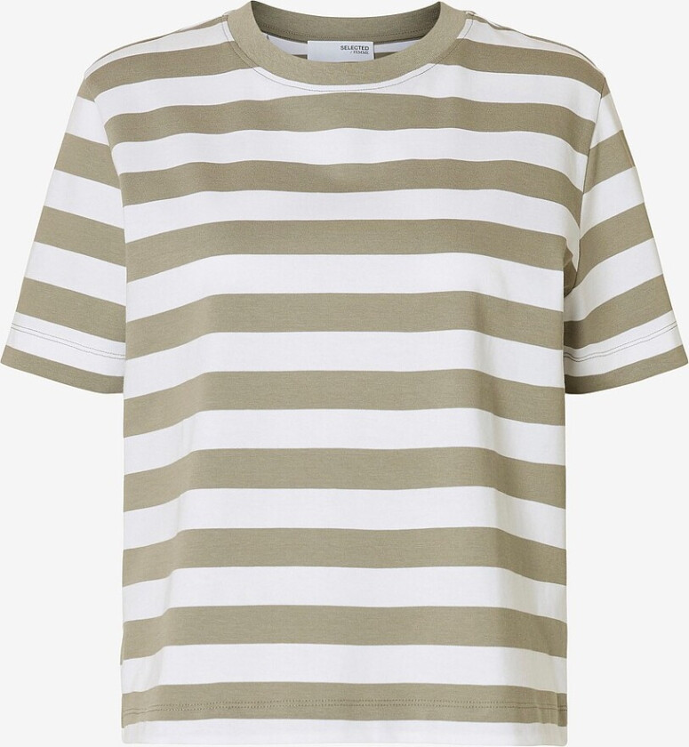 Topp slfEssential SS Striped Boxy Tee - Grå