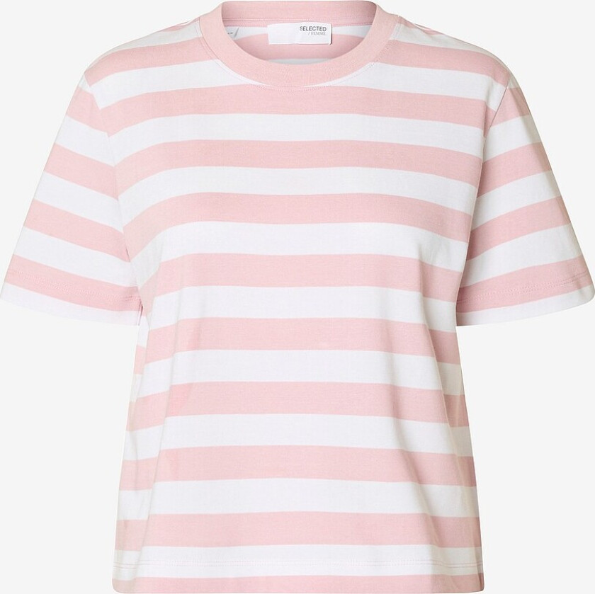 Topp slfEssential SS Striped Boxy Tee - Rosa