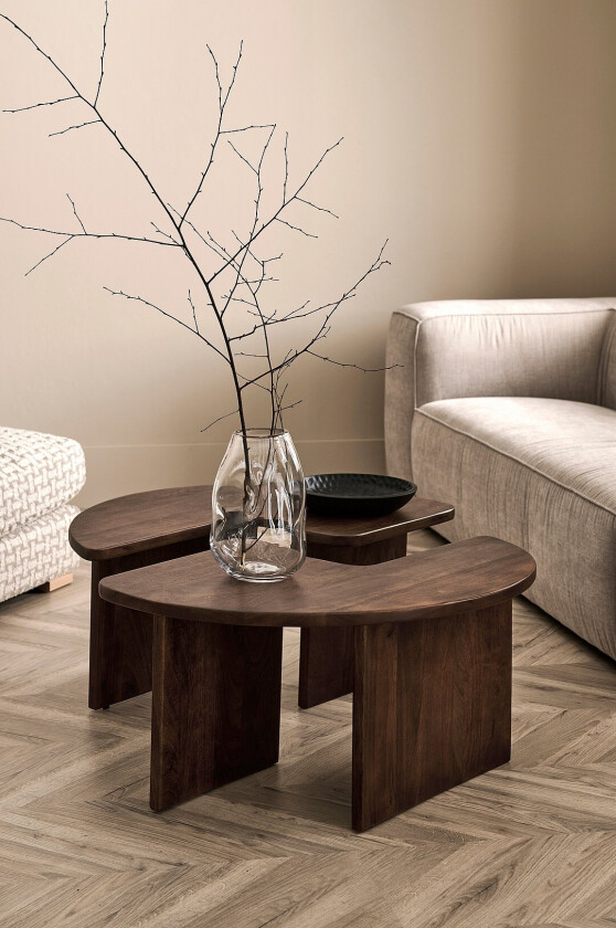 Sofabord Match diameter 90 cm, 2 deler - Brun