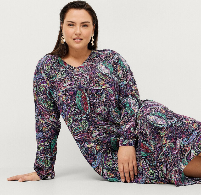 Maxikjole xManja L/S Midi Dress - Blå