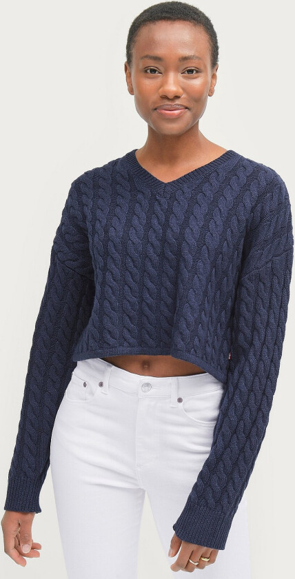 Genser Rae Cropped Sweater Nightwatch - Blå