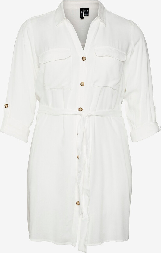 Kjole vmBumpy L/S Shirt Dress Wvn Curve - Hvit