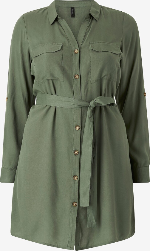 Kjole vmBumpy L/S Shirt Dress Wvn Curve - Grønn