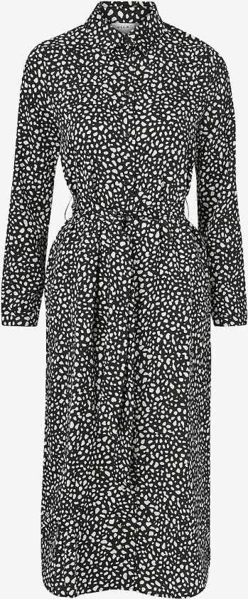Kjole viPaper Aop L/S Shirt Dress - Svart