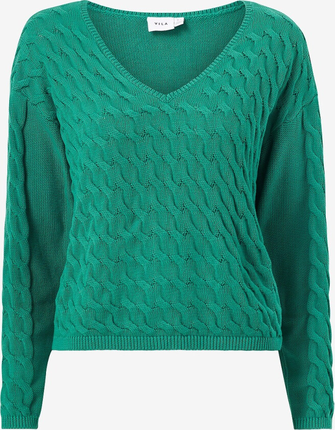 Genser viChao V-neck L/S Cable Knit Top - Grønn