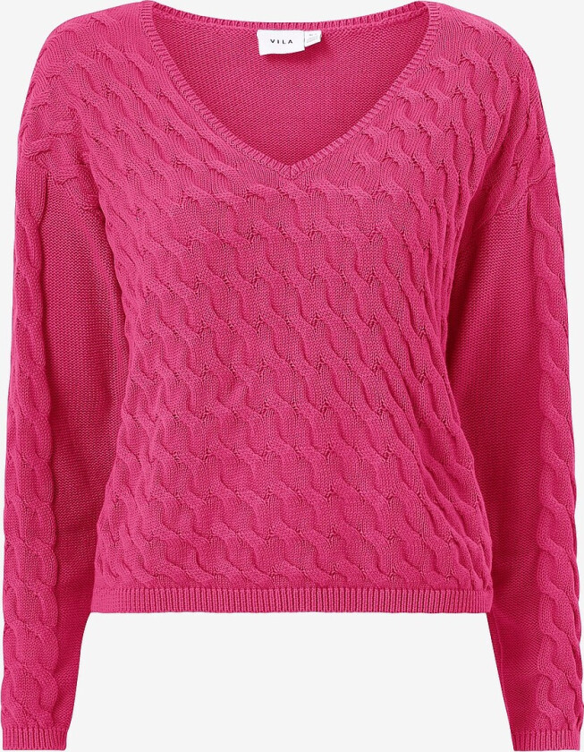 Genser viChao V-neck L/S Cable Knit Top - Rosa