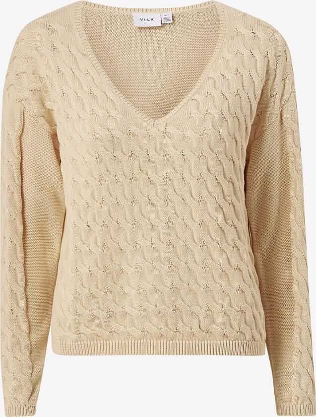 Genser viChao V-neck L/S Cable Knit Top - Beige