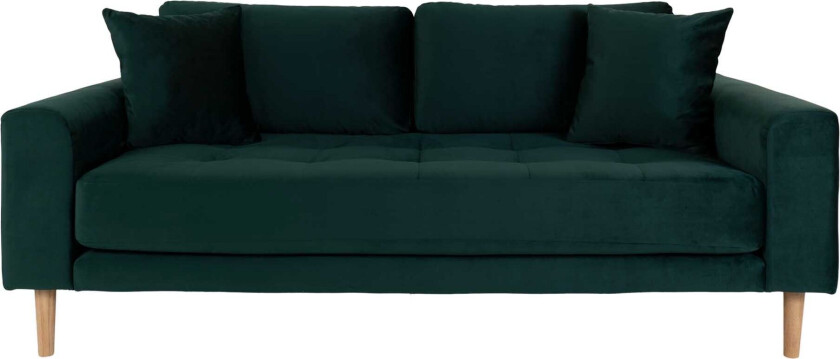 Lido sofa 2,5 seter velur inkl. 2 pynteputer, grønn.