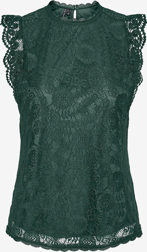 Topp pcOlline SL Lace Top - Grønn