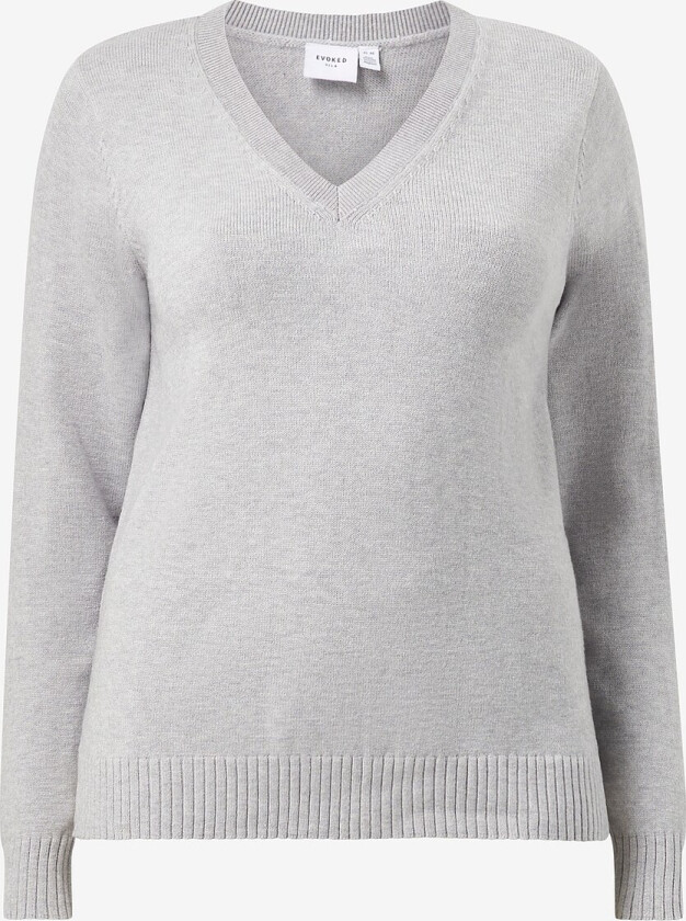 Genser viRil V-neck L/S Knit Top Curve - Grå