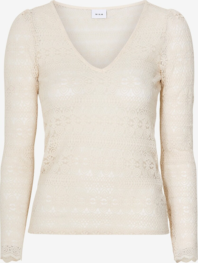 Topp viChikka Lace V-neck L/S Top - Beige