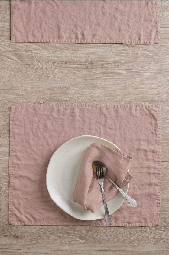 Bordbrikke Malva 2-pk i 100% lin - Rosa