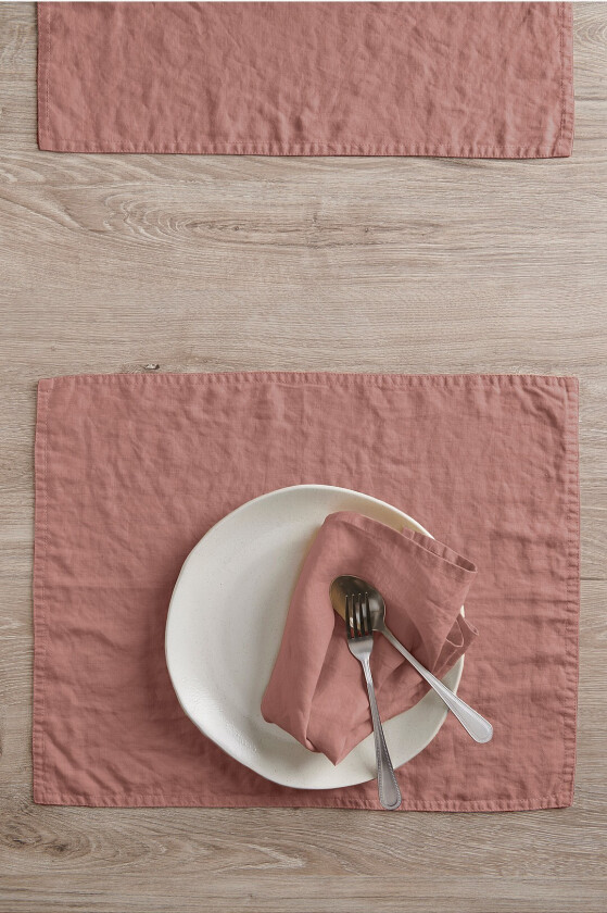 Bordbrikke Malva 2-pk i 100% lin - Rosa