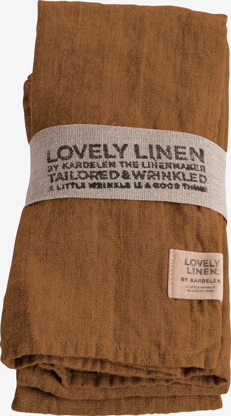 Serviett Lovely i vasket lin, 4-pk - Brun