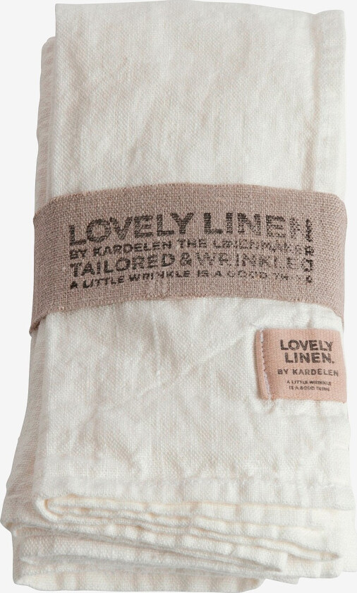 Serviett Lovely i vasket lin, 4-pk - Hvit