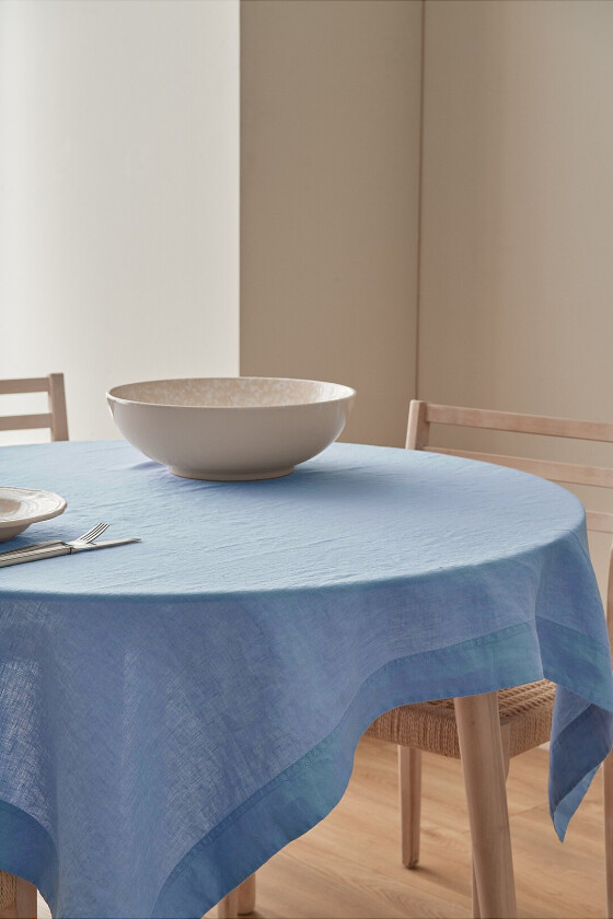 Duk Malva i 100% lin 140x140 cm - Blå
