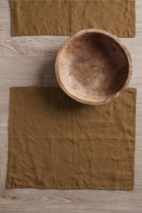 Bordbrikke Malva 2-pk i 100% lin - Brun
