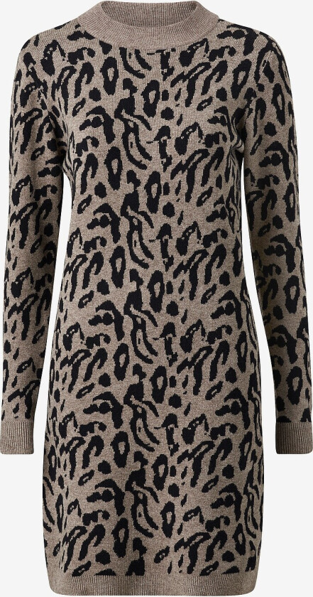 Kjole objRay L/S Knit Drss Aop - Brun