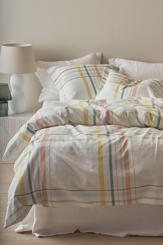 Sengesett Juliette Check i økologisk bomull, 2 eller 3 deler - Flerfarget