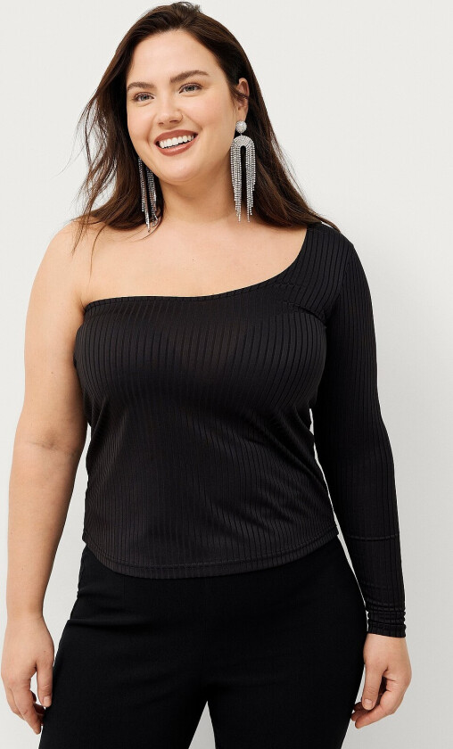 Topp Efe L/S One Shoulder Blouse - Svart